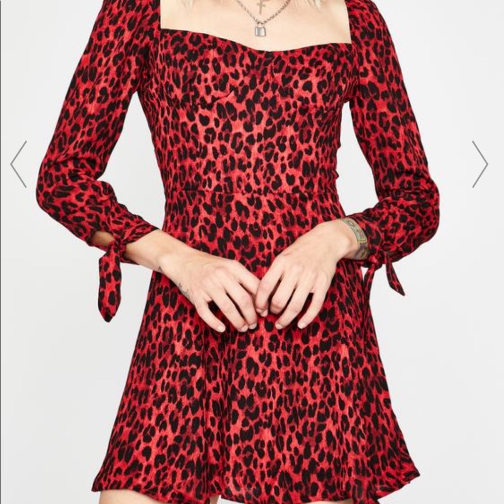 Red leopard print dress